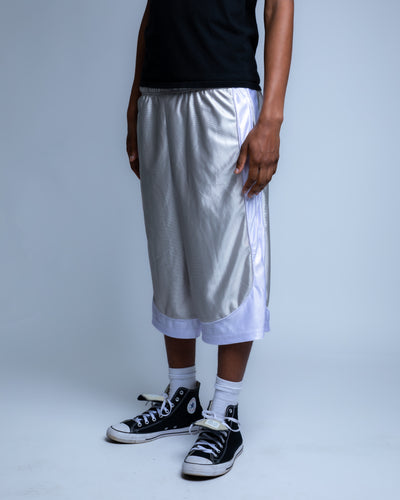 Baggy Basketball Shorts XS / Silver/White on body photo