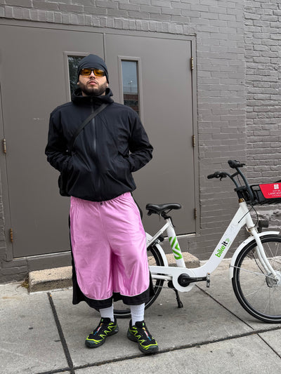Baggy Basketball Shorts XS / Pink/Black on body photo