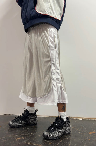 Baggy Basketball Shorts XS / Silver/White on body photo